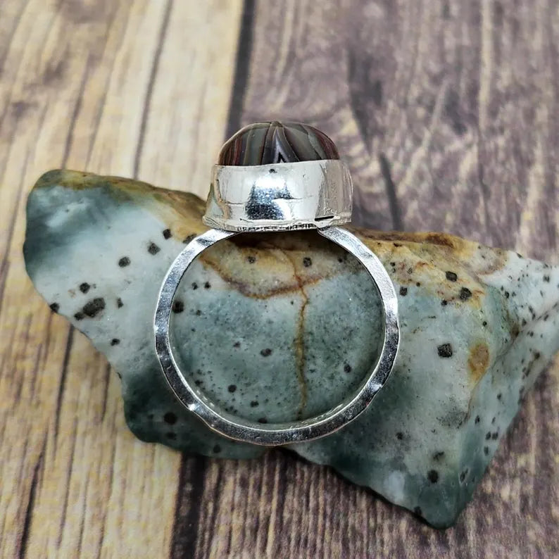 Handcrafted Earth and Smoke Botswana Agate Ring in Sterling Silver