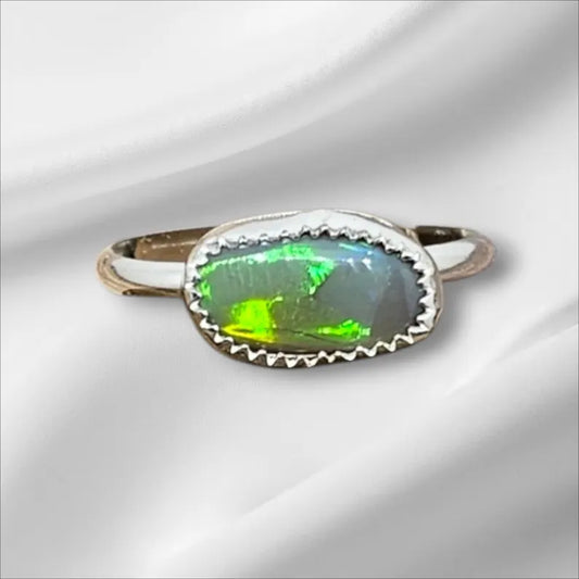 Handcrafted Stormlight 1ct Dark Opal Sterling Silver Ring