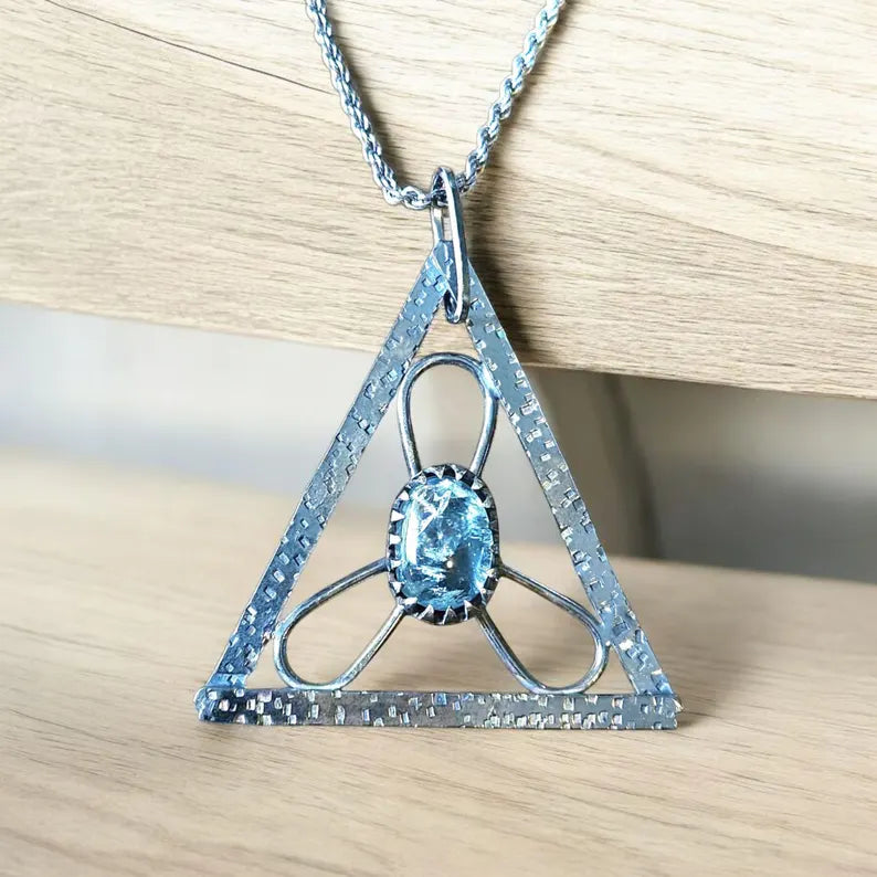Handcrafted 7ct Crispy Aquamarine Sterling Silver Necklace
