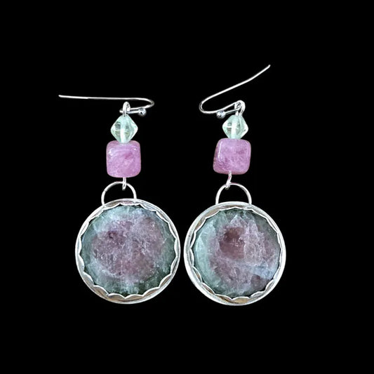 Handcrafted Watermelon Tourmaline Dangle Earrings