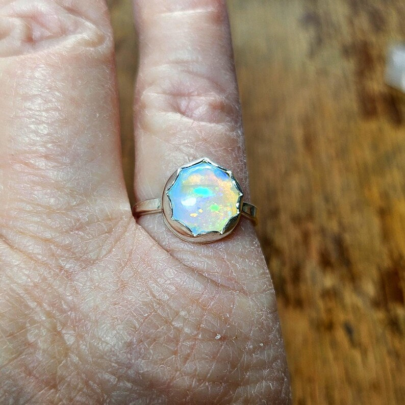 Handcut 2.5ct Opal Sterling Silver Ring