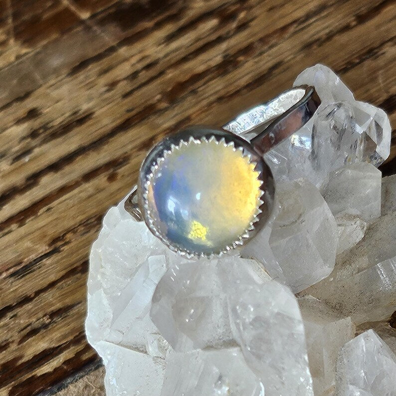 Handcut 2.5ct Opal Sterling Silver Ring