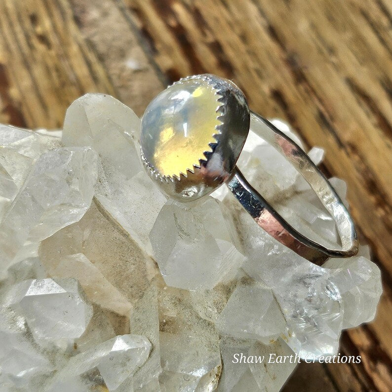 Handcut 2.5ct Opal Sterling Silver Ring