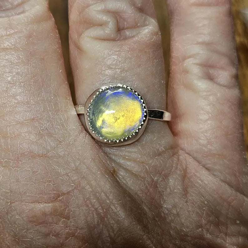 Handcut 2.5ct Opal Sterling Silver Ring
