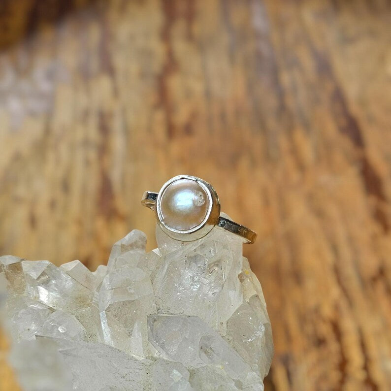 1.5ct Natural Mabe Pearl Sterling Silver Ring
