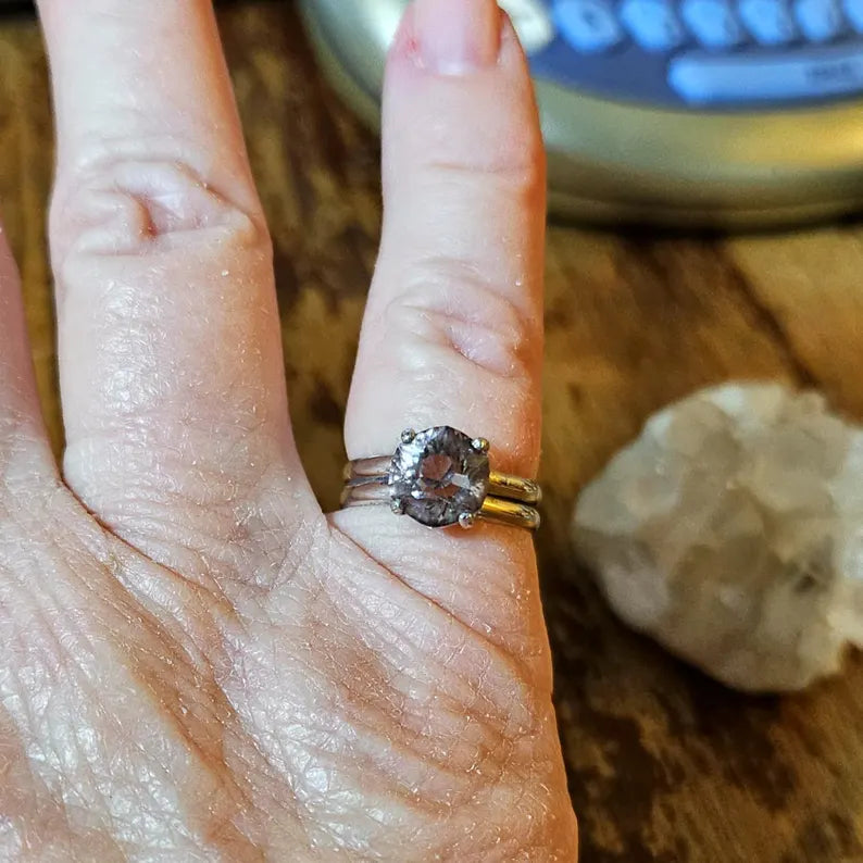 Handcut 2.85ct Ametrine Sterling Silver Ring