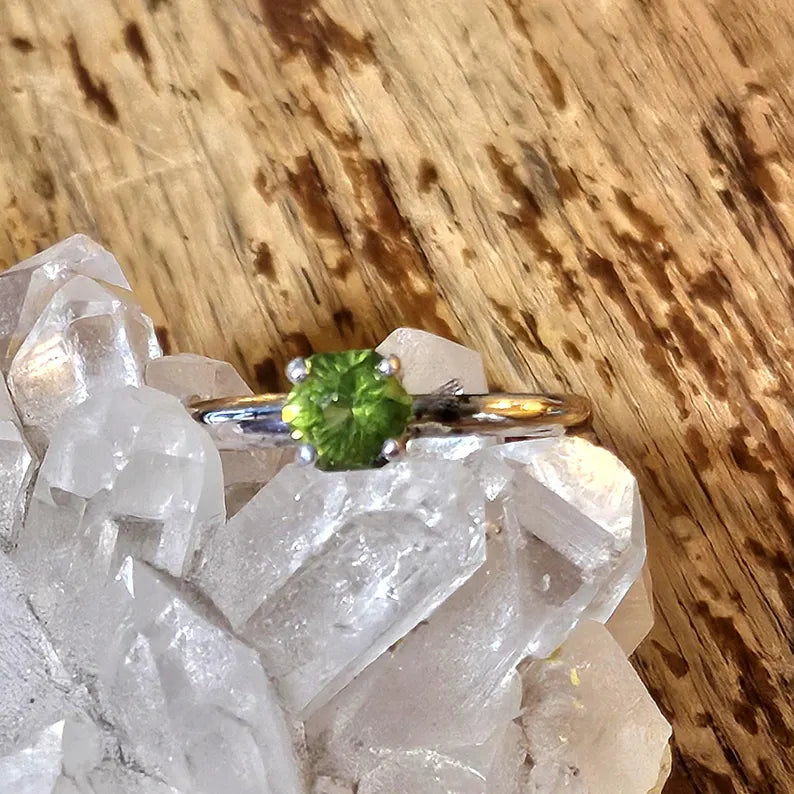Handcut .7ct Pakistan Peridot Sterling Silver Ring