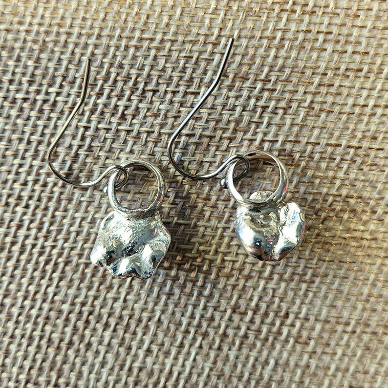 Handcut 2.3ct Lab Grown Blue Sapphire Sterling Silver Drop Earrings