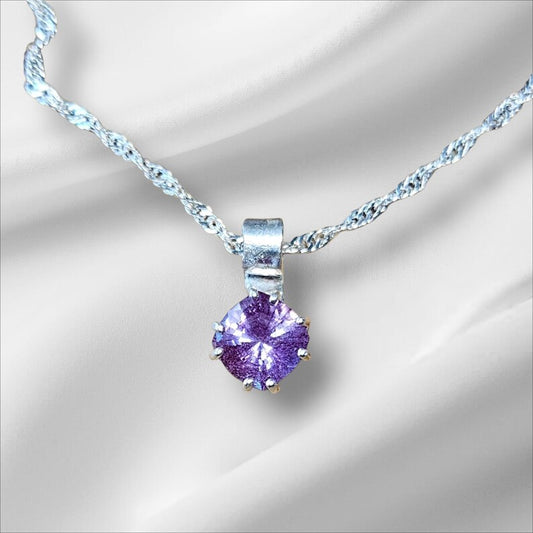 Handcut Lab Grown 3.75 Alexandrite Sterling Silver Necklace