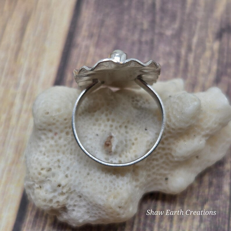 Genuine Handcut Australian Opal Ring, Handmade Sterling Silver Statement Ring, 3 Carat Hand Cut Opal Jewelry