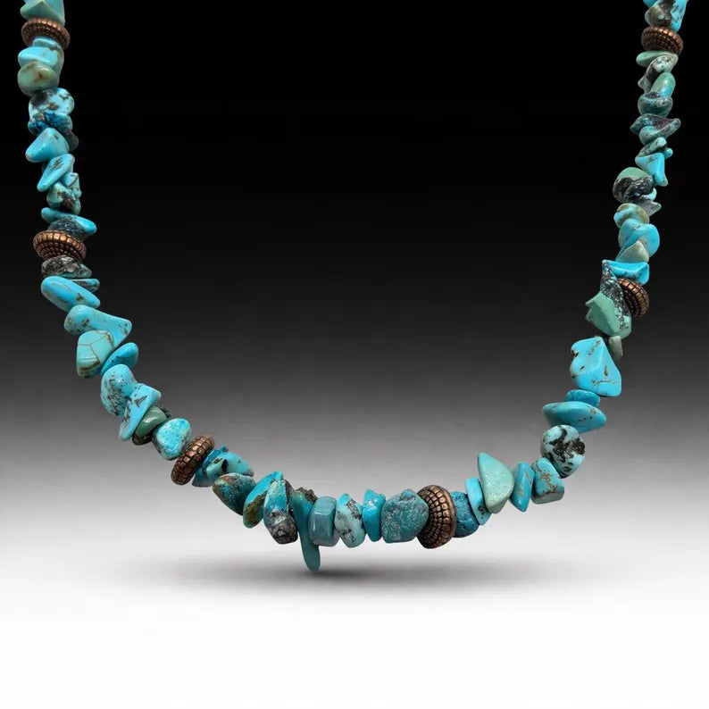 Handmade Turquoise and Howlite Beaded Necklace