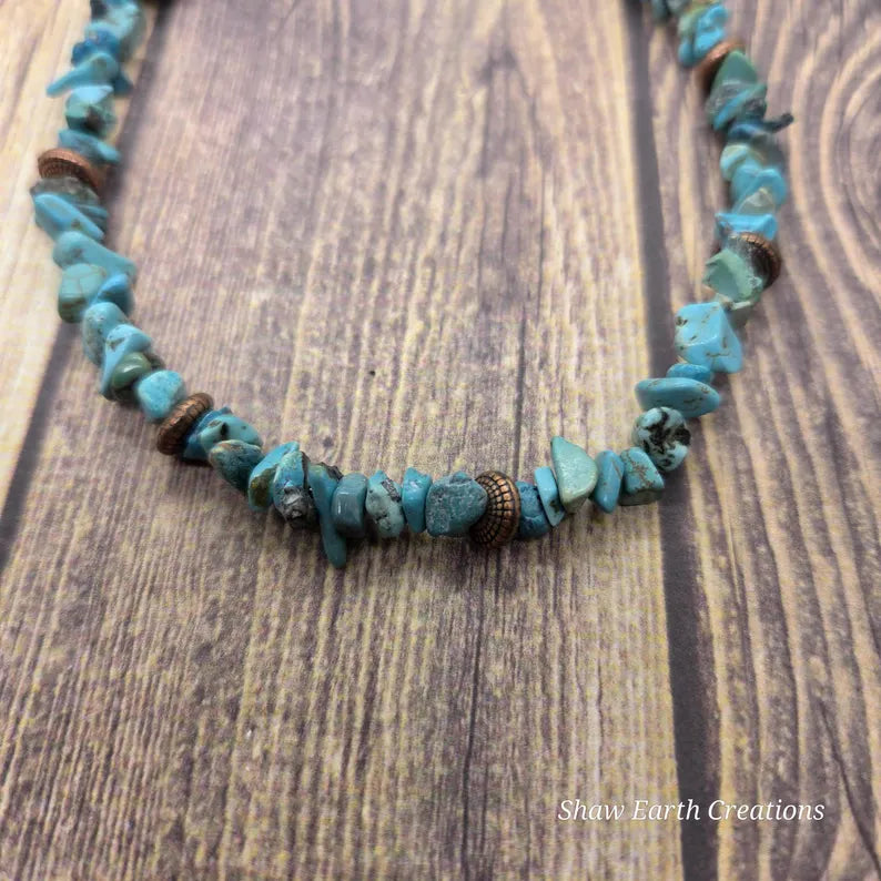Handmade Turquoise and Howlite Beaded Necklace