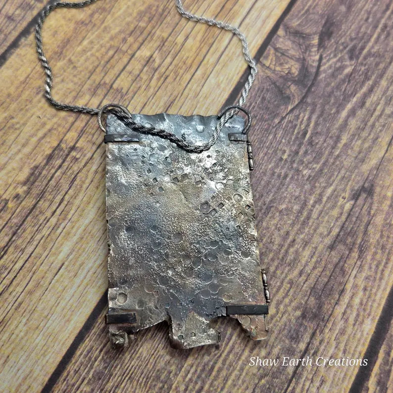 Handcut Australian Boulder Opal Sterling Silver and Copper Portal Necklace