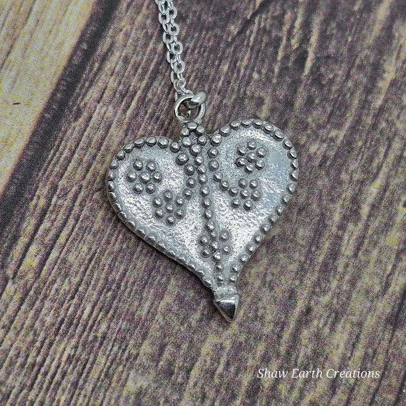 Handcut .25ct Pink Spinel Fancy Silver Heart Necklace