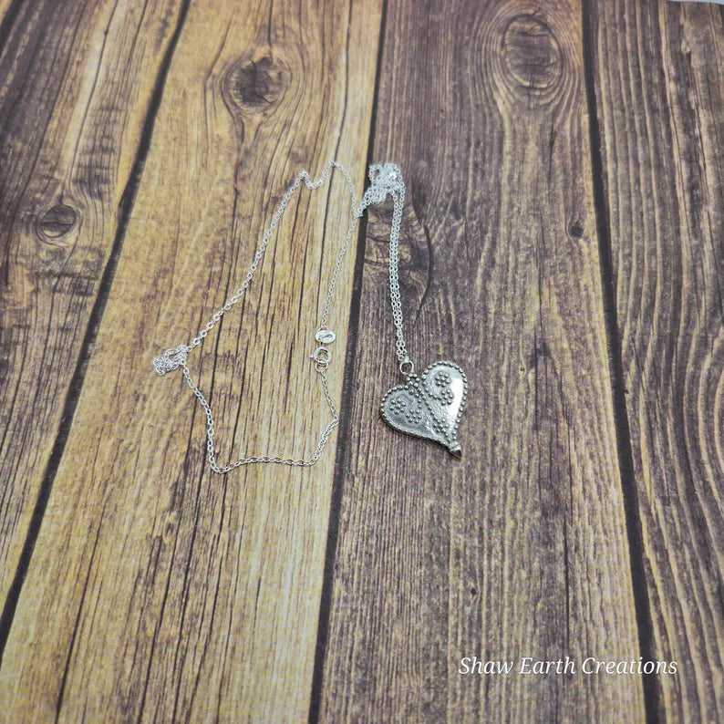Handcut .25ct Pink Spinel Fancy Silver Heart Necklace