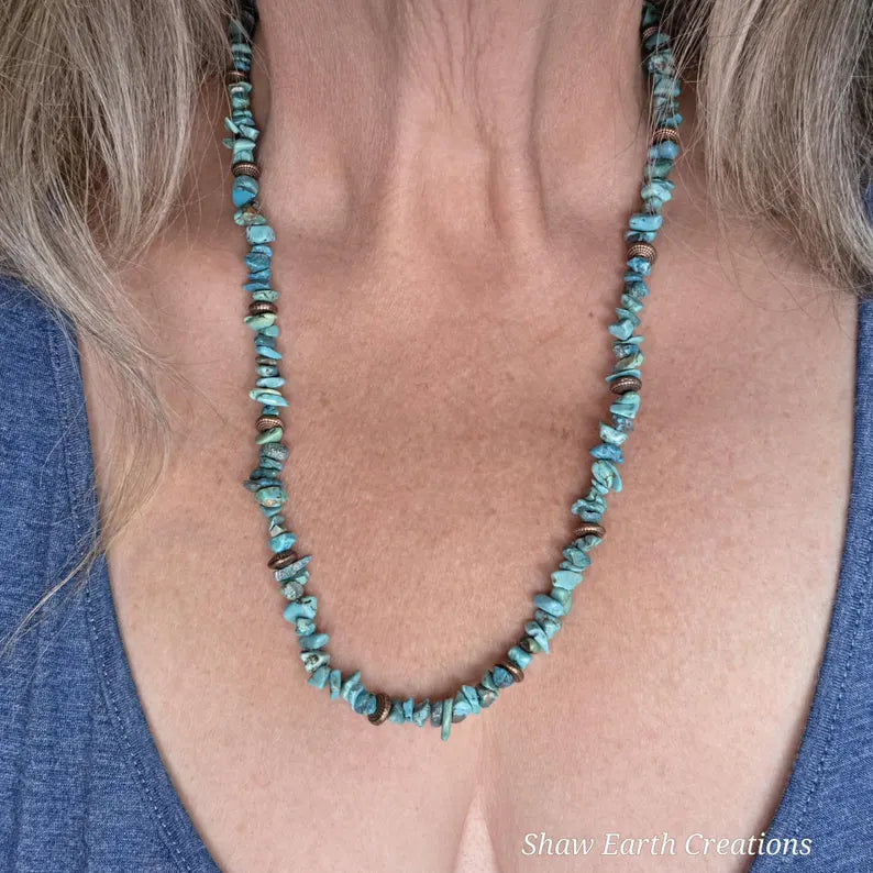 Handmade Turquoise and Howlite Beaded Necklace