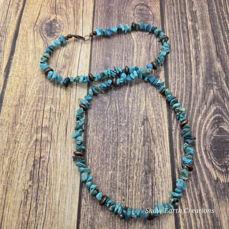 Handmade Turquoise and Howlite Beaded Necklace