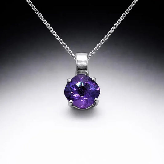 Handcut 2.2ct Amethyst Sterling Silver Necklace