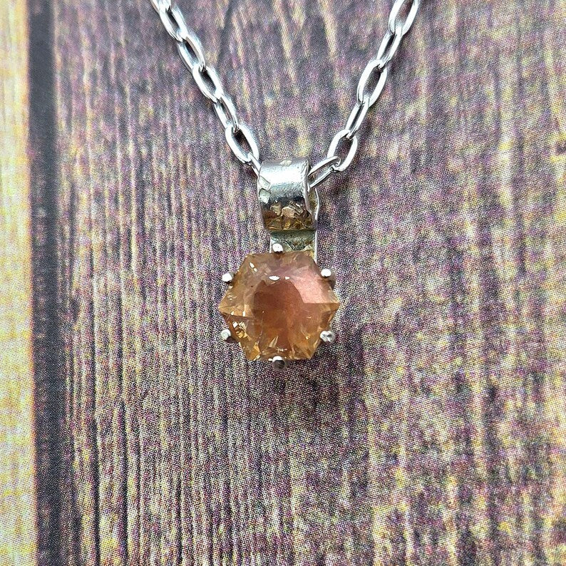 Handcut 2.5ct Oregon Sunstone Schiller Sterling Silver Necklace