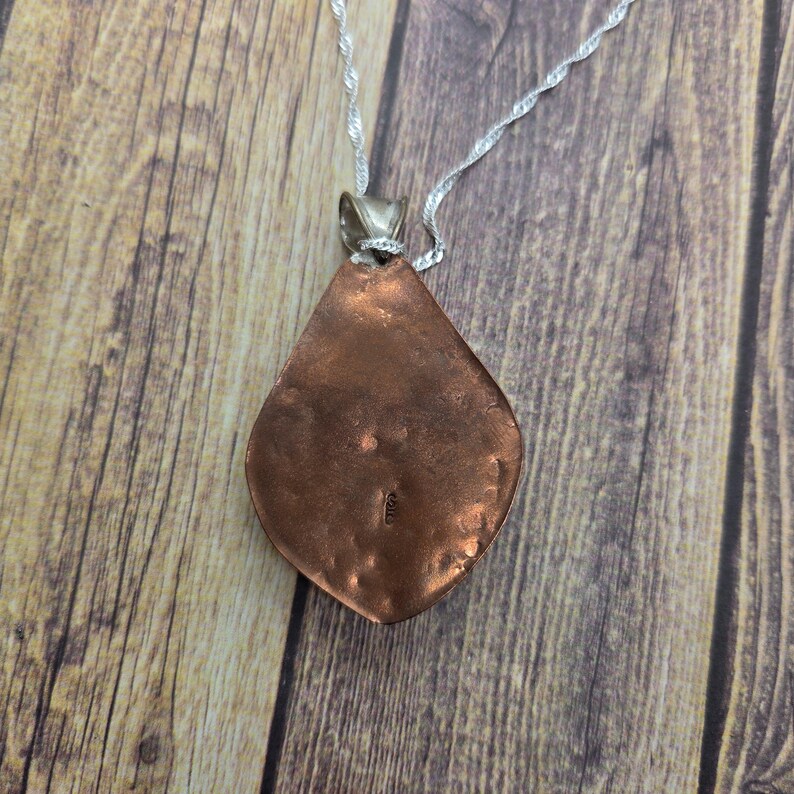Handcut 4ct Prasiolite and Banded Onyx Copper and Sterling Silver Necklace