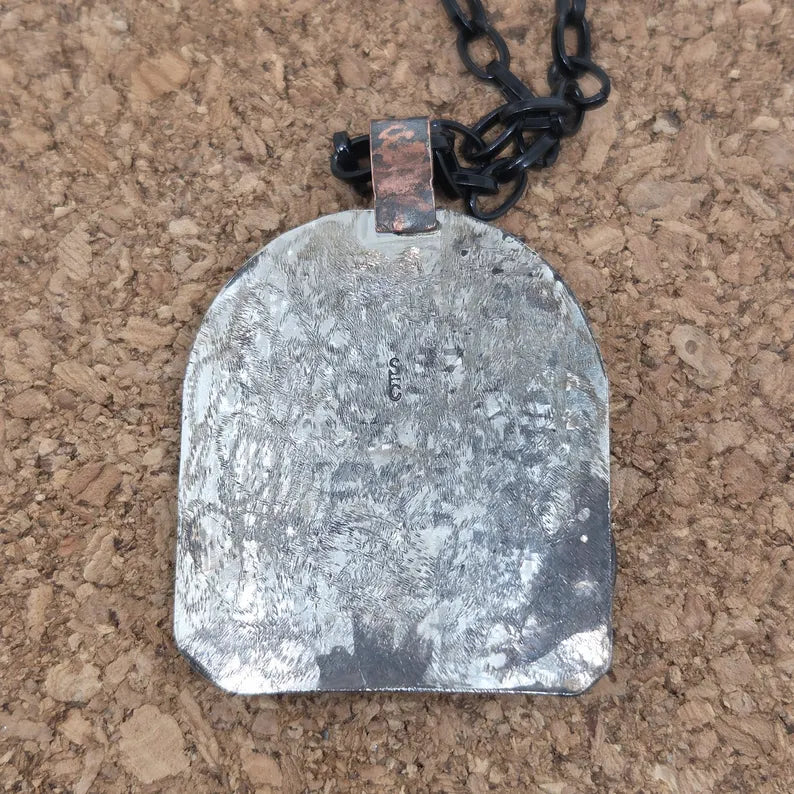 Handcut Variscite Mushroom Portal Sterling Silver Necklace