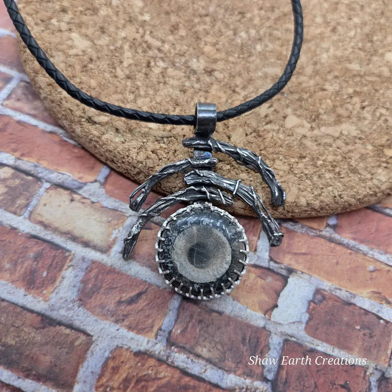 Handcut Birdseye Rhyolite Sterling Silver Fantasy Necklace