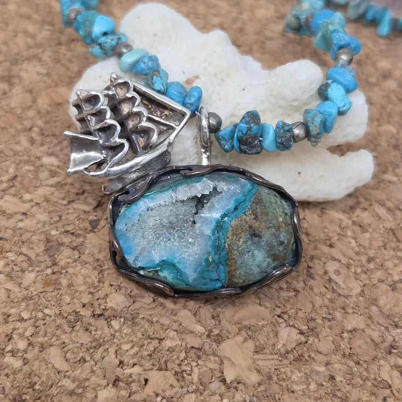 Handcut Gem Silica Sterling Silver Necklace