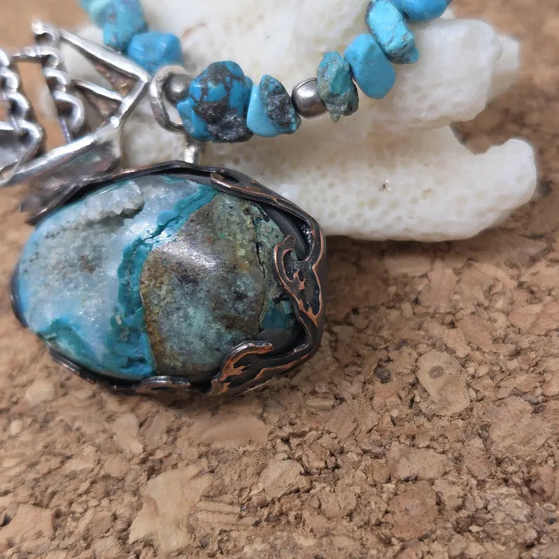Handcut Gem Silica Sterling Silver Necklace