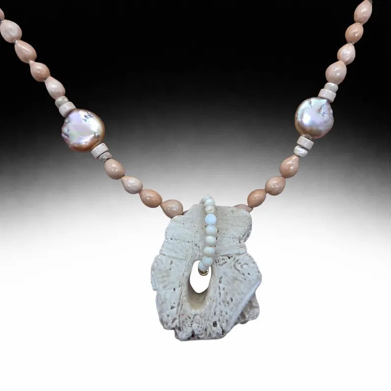 Sand Dollar Baroque Pearl Beaded Necklace