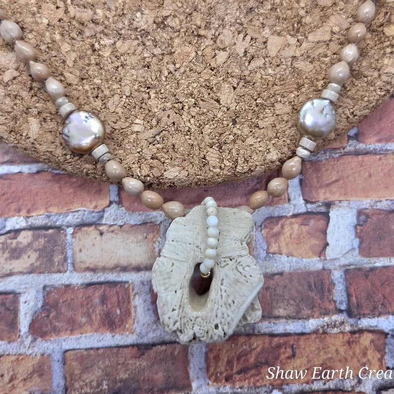 Sand Dollar Baroque Pearl Beaded Necklace