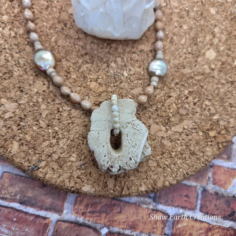 Sand Dollar Baroque Pearl Beaded Necklace
