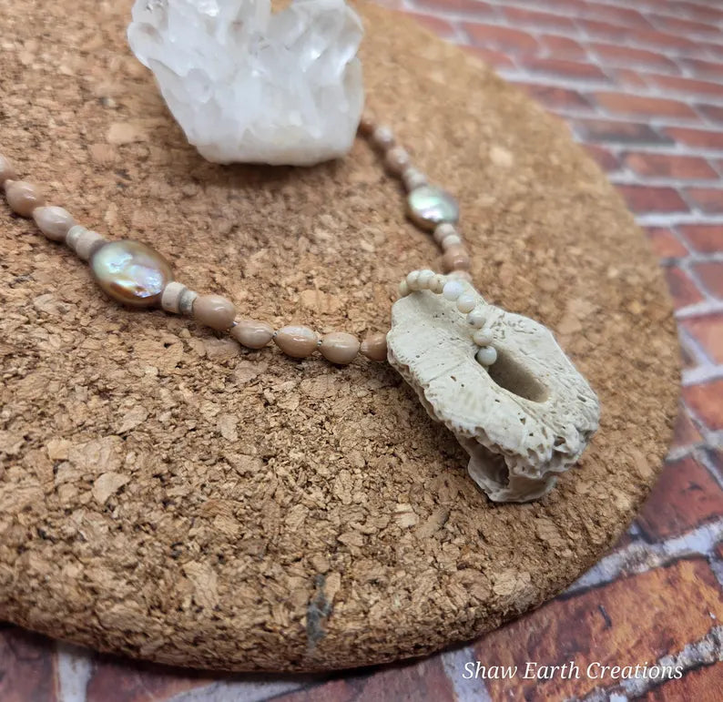Sand Dollar Baroque Pearl Beaded Necklace