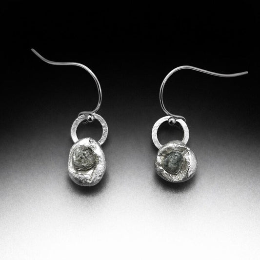 Handcrafted 2ctw Raw Montana Sapphire Sterling Silver Earrings