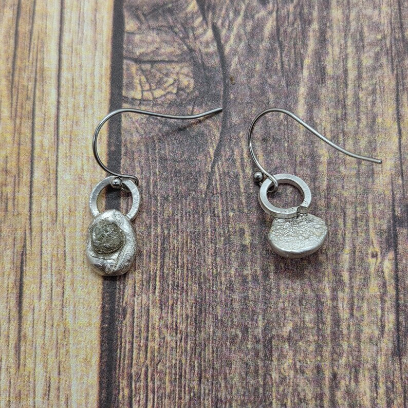 Handcrafted 2ctw Raw Montana Sapphire Sterling Silver Earrings