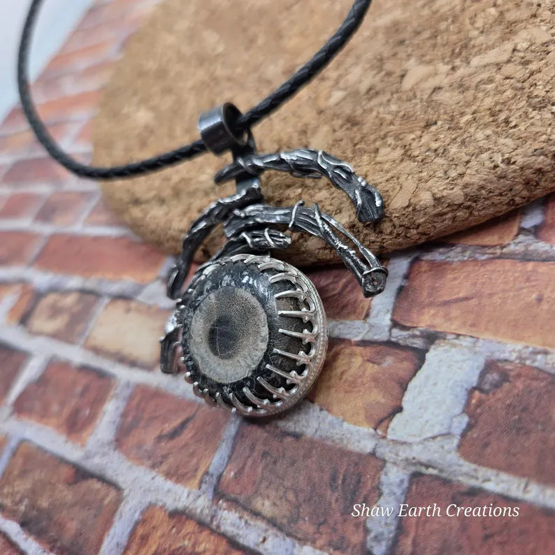 Handcut Birdseye Rhyolite Sterling Silver Fantasy Necklace