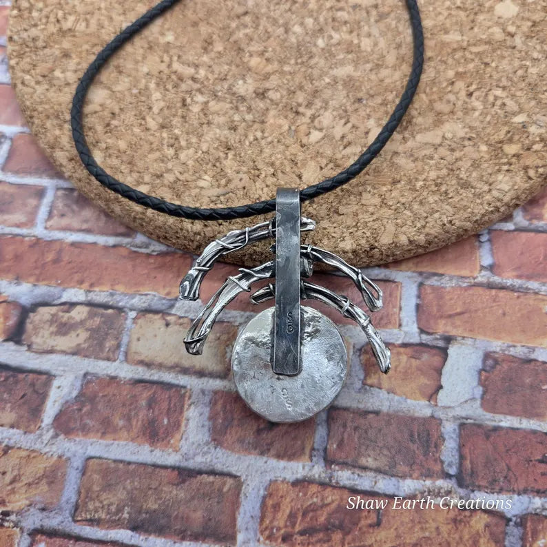 Handcut Birdseye Rhyolite Sterling Silver Fantasy Necklace
