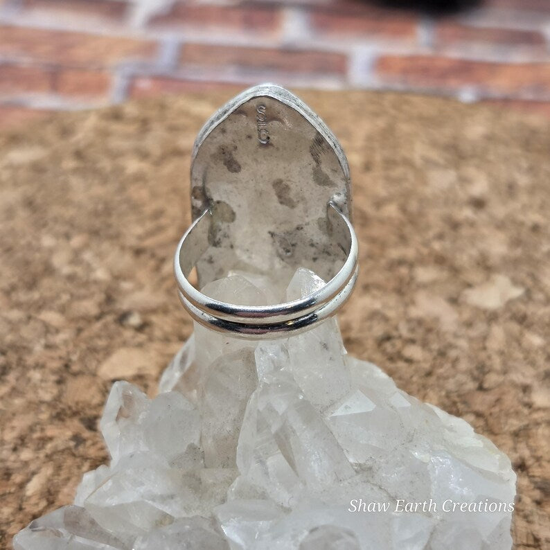Handcut Fire Agate Fairy Door Sterling Silver Ring