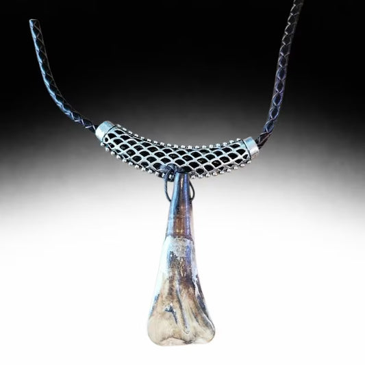 Brutalist Viking Buffalo Tooth Necklace Primitive Talisman