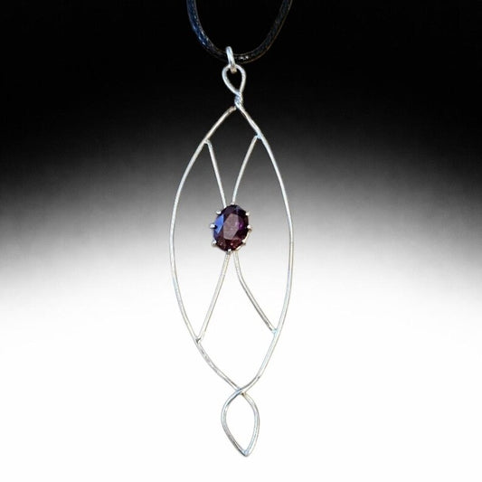 Handcrafted 3.65ct Garnet Zulu Shield Silver Necklace