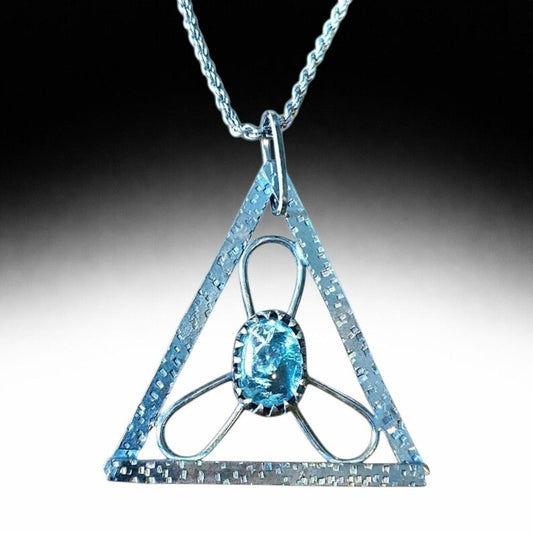 Handcrafted 7ct Crispy Aquamarine Sterling Silver Necklace