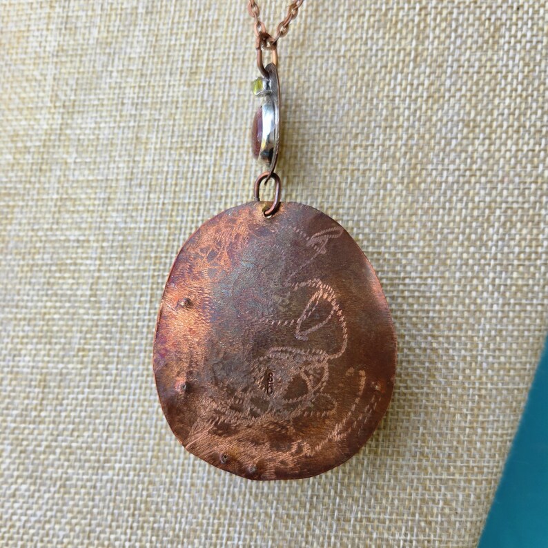 Handcut Peridot Rhyolite Sunstone Unakite Copper Necklace