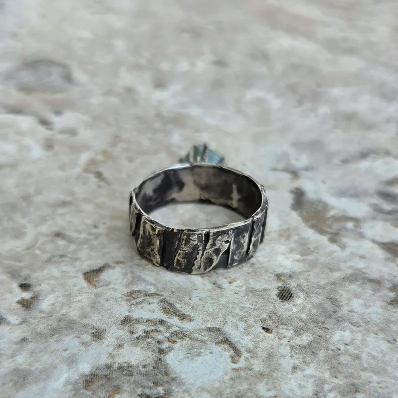Handcut 2ct North Carolina Emerald Men's Silver Ring