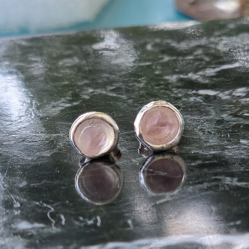 Natural .5ctw Pink Montana Sapphire Silver Stud Earrings