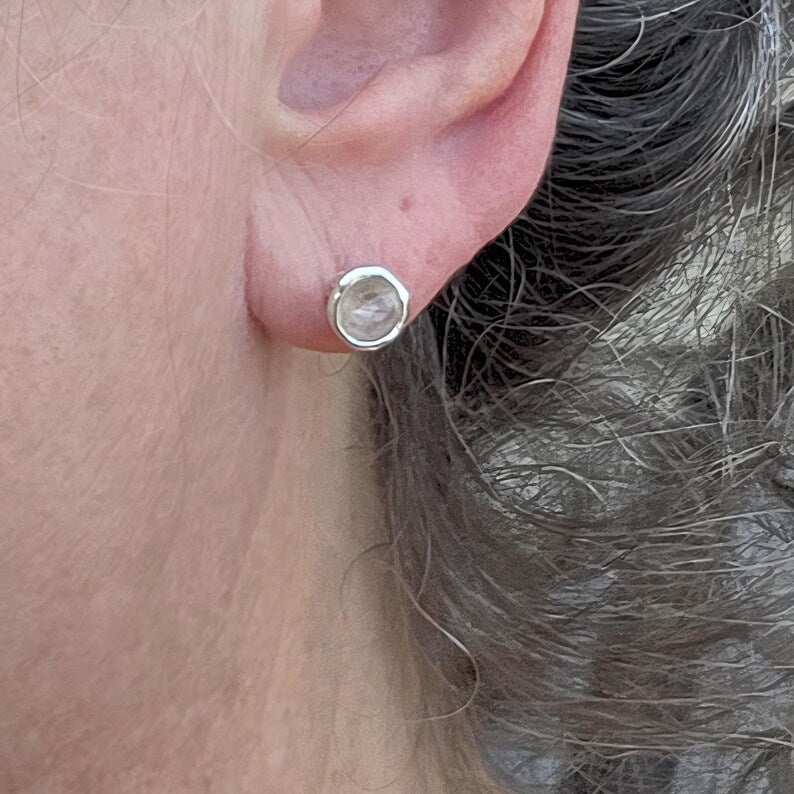 Natural .5ctw Pink Montana Sapphire Silver Stud Earrings