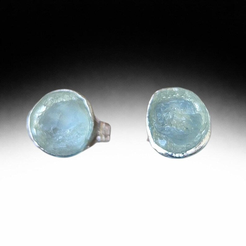 Natural 1ctw Blue Montana Sapphire Silver Earrings