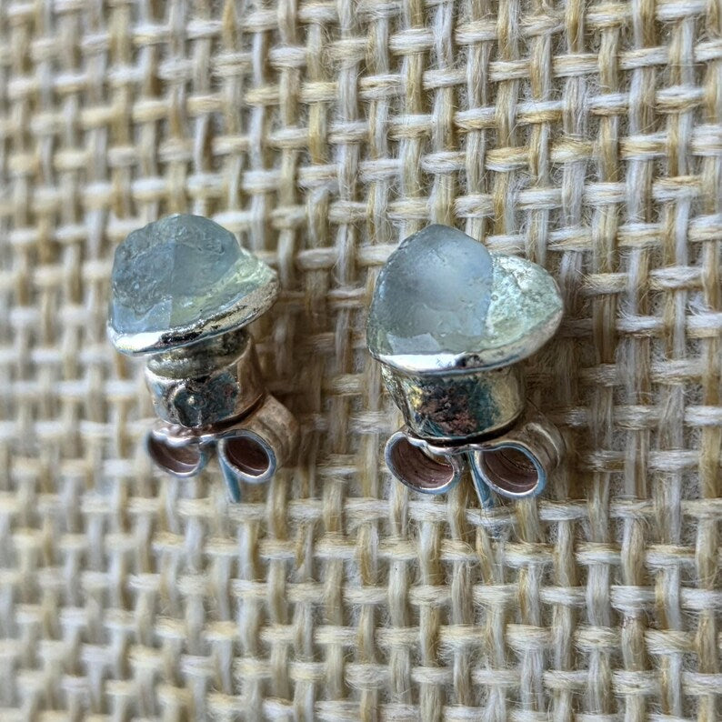 Natural 1ctw Blue Montana Sapphire Silver Earrings