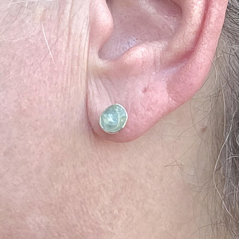 Natural 1ctw Blue Montana Sapphire Silver Earrings