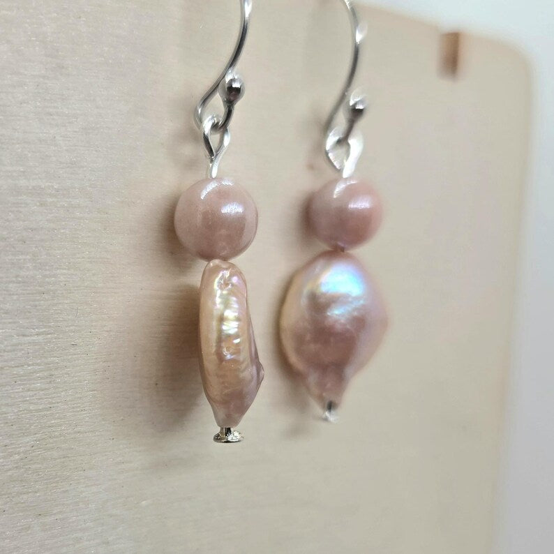 Handmade Baroque Freshwater Pearl and Bead Earrings