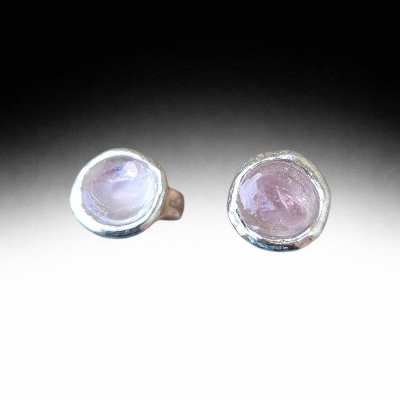 Natural .5ctw Pink Montana Sapphire Silver Stud Earrings