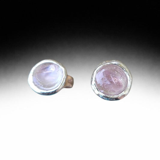 Natural .5ctw Pink Montana Sapphire Silver Stud Earrings